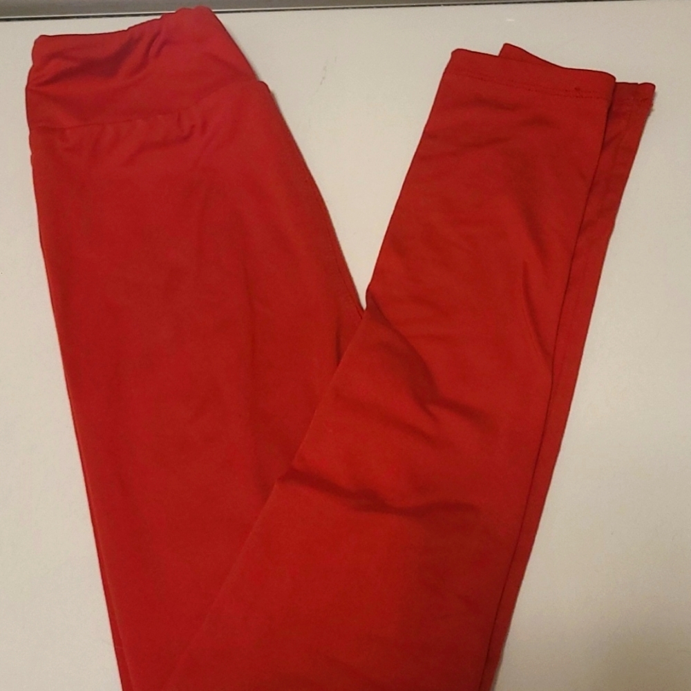 LuLaRoe Kids Leggings Size L/XL Red